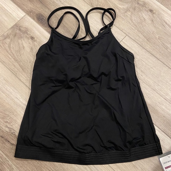 Athleta Cross Back Tankini Swim Top Black 32B/C - Picture 5 of 6